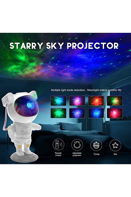 Astronot Starry Projector Galaksi Gece Lambası Yıldız Samanyolu Işıklandırma