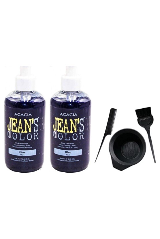 Jeans Color Saç Boyası Mavi 250ml 2 Adet + Boya Kabı Seti