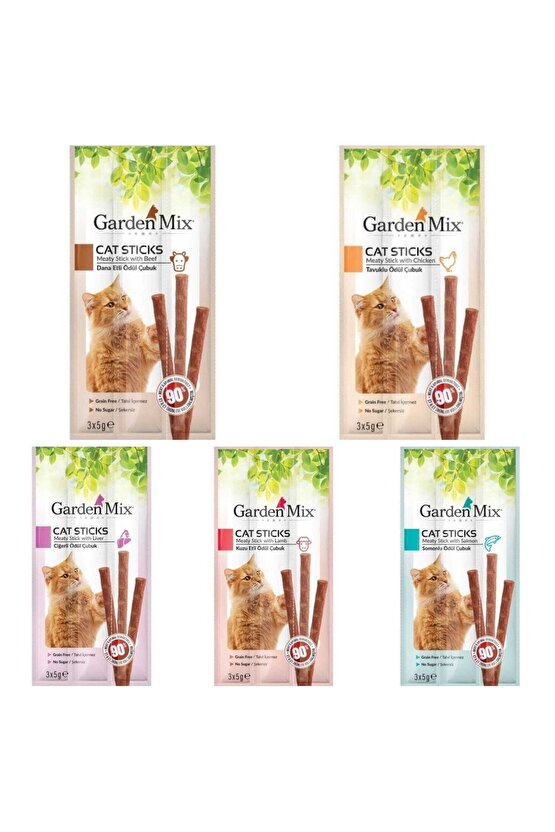 Neo Pet Market Mix(ciğerli, Somonlu, Dana, Kuzulu, Tavuklu) Kedi Stick Ödül 3*5g- 5 Paket