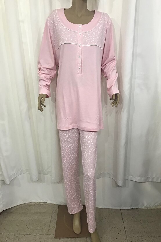 Kadın Ultra Battal Patlı Pijama Takım-14275 Somon