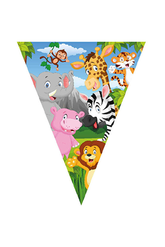 Safari İyi Ki Doğdun Flama 3.2 Metre Safari Konsept Doğum Günü Parti Malzemeleri