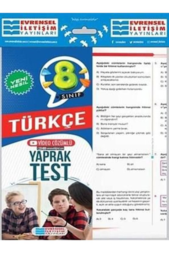 8.sınıf Türkçe Yaprak Test Yeni Nesil - Evrensel Iletişim Yayınları