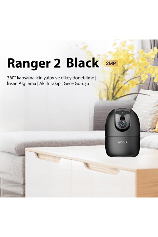 Ranger 2 Black İç Ortam WiFi PT Kamera2MP-360° Hareket-SD Kart-ONVIF-Bulut(IPC-A22EP-H-Black)