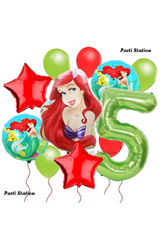 Disney Prensesi Deniz Kızı Prenses Ariel Konsept 5 Yaş Doğum Günü Balon Set Aquaman Ariel Balon Set