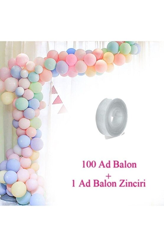 Balon Set Makaron (2 Adet 7 Li Balon Standı + 100 Makaron Renkler Balon + 5 Metre Balon Zinciri )