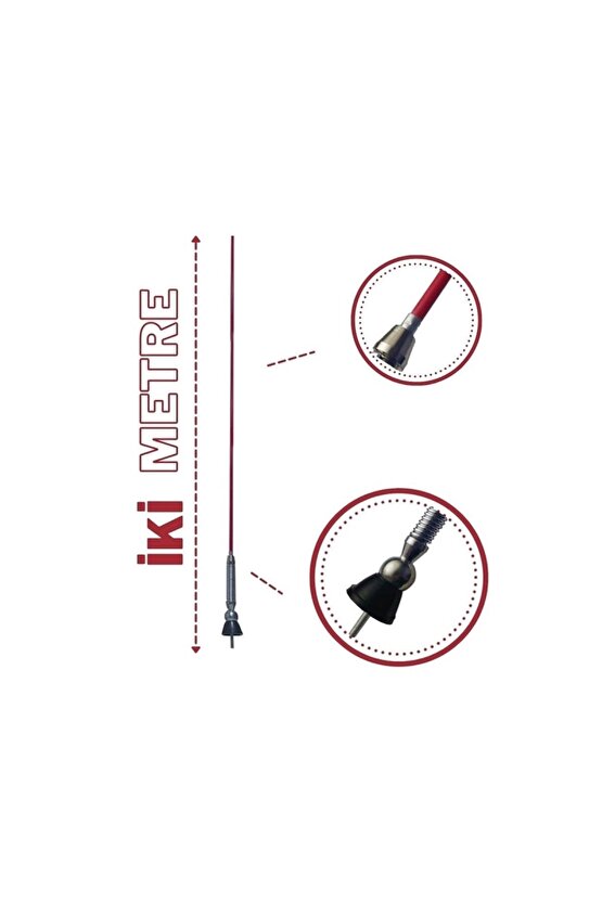 Kırmızı Trabzon Yaylı Anten Magnum Anten 2 Metre Anten