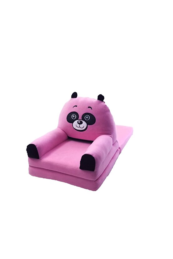 Katlanabilir Bebek-çocuk Koltuğu Sandalye Portatif Yatak Fuşya Panda