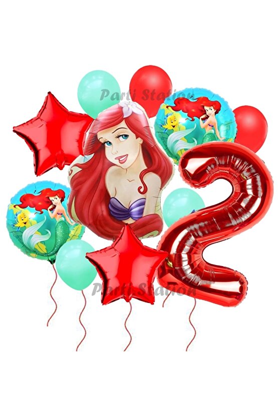 Disney Prensesi Deniz Kızı Prenses Ariel Konsept 2 Yaş Doğum Günü Balon Set Aquaman Ariel Balon Set