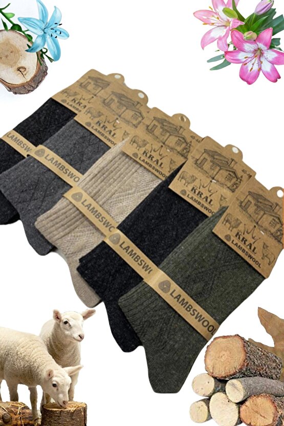 Erkek Kışlık Termal Etkili (5li Paket) Lambswool Kuzu Yünlü Çorap