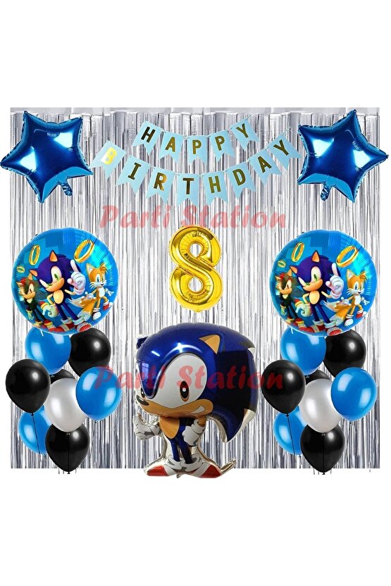 Tilki Sonic Boom Konsept 8 Yaş Balon Set Sonic Boom Tema Doğum Günü Arka Fon Süsleme Balon Set