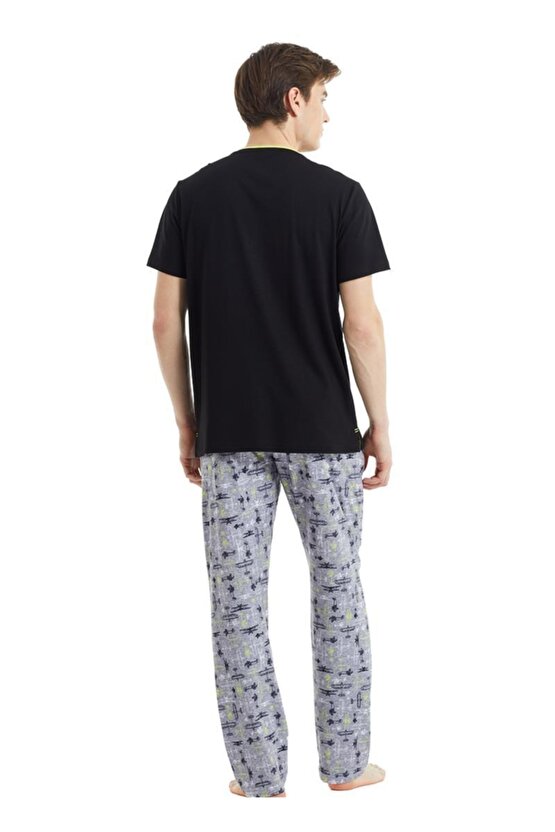 30881 Erkek Kısa Kol Siyah Pijama Takımı