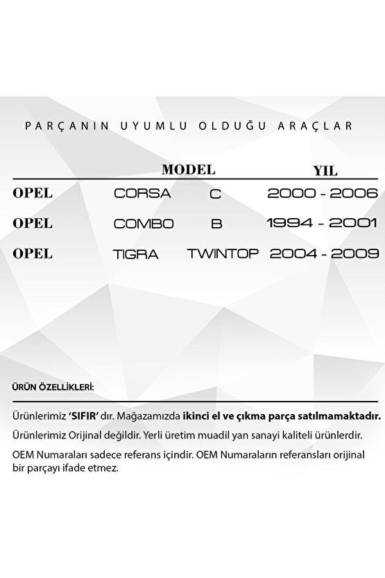 Opel Corsa C Combo B Tigra Twintop Uyumlu  El Fren Körüğü Kırmızı