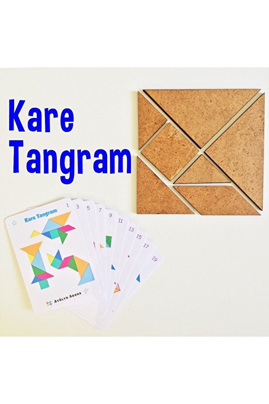Kare Tangram Vet Tangram Akıl Zeka Mantık Matematik Eğitici Eğlenceli Beceri Oyunu
