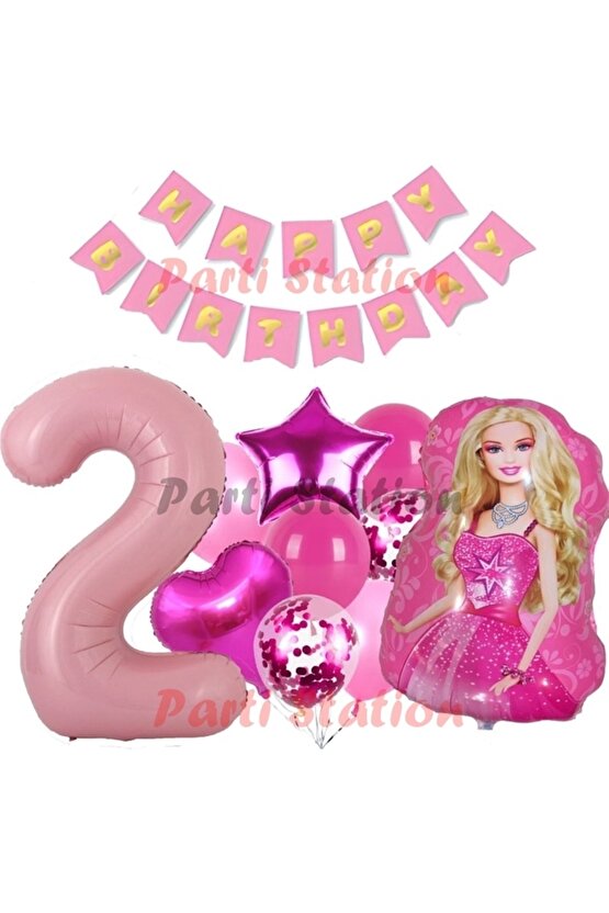 Barbie 2 Yaş Balon Seti Barbie Konsept Parti Barbie Pembe Doğum Günü Balon Seti