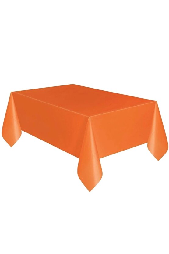 Masa Örtüsü ve Masa Eteği Set Plastik Turuncu Renk Masa Örtüsü Pembe Renk Metalize Masa Eteği Set