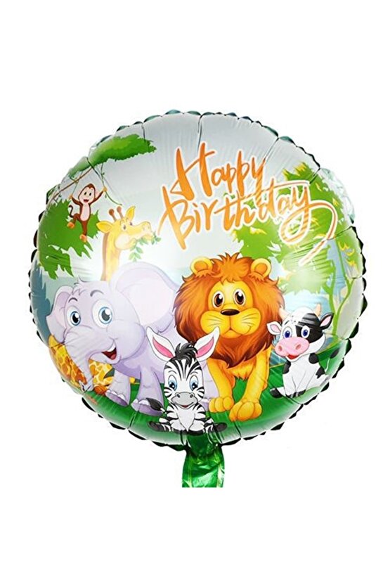 Safari Konsept Balon Seti 4 Yaş Safari Jungle Parti Doğum Günü Balon Karşılama Set Yeşil Rakam Balon