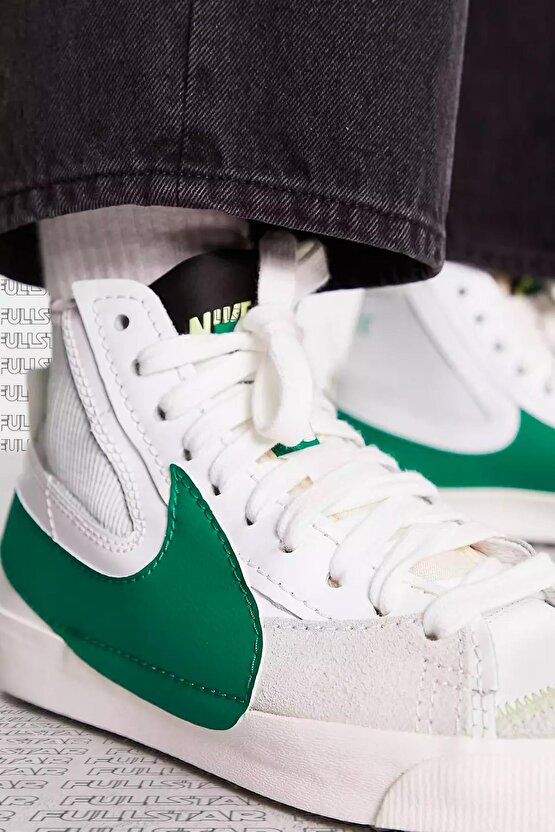 Blazer Mid 77 Jumbo Leather Hakiki Deri Günlük Bilekli Spor Ayakkabı Beyaz Yeşil