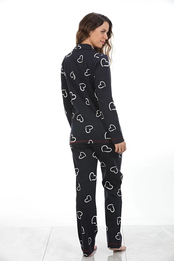 Pamuklu Kadın Pijama Takımı 98248 Siyah