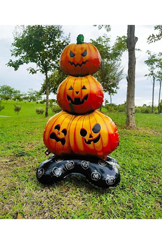Halloween Balkabağı Ayakta Duran Folyo Balon 110 cm Halloween Cadılar Bayramı Ayaklı Balkabağı Balon