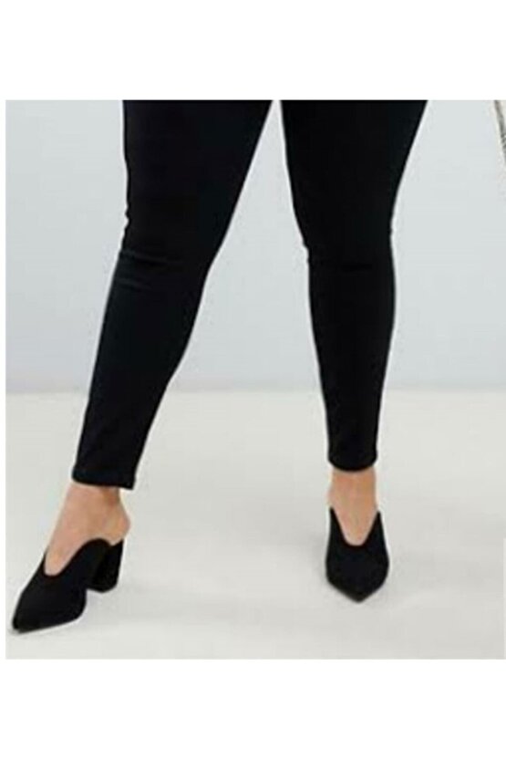Büyük Beden Kadın Kot Pantolon Siyah ,yüksek Bel Dar Paça Skınny Kalıp Toparlayıcı Özellik Likra