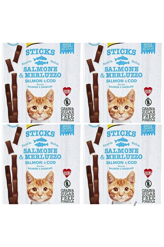 Neo Pet Market Gimcat Sticks Somon & Atlantik Morina Tahilsiz Ödül Çubukları 20 Gr X 4 Paket