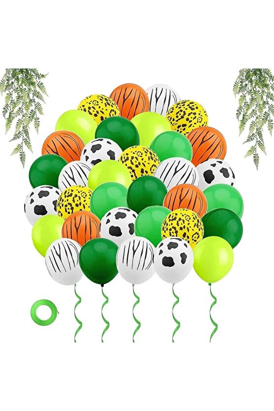 Safari Parti Balon Seti 2 Yaş Safari Jungle Konsept Doğum Günü Balon Karşılama Set Yeşil Rakam Balon