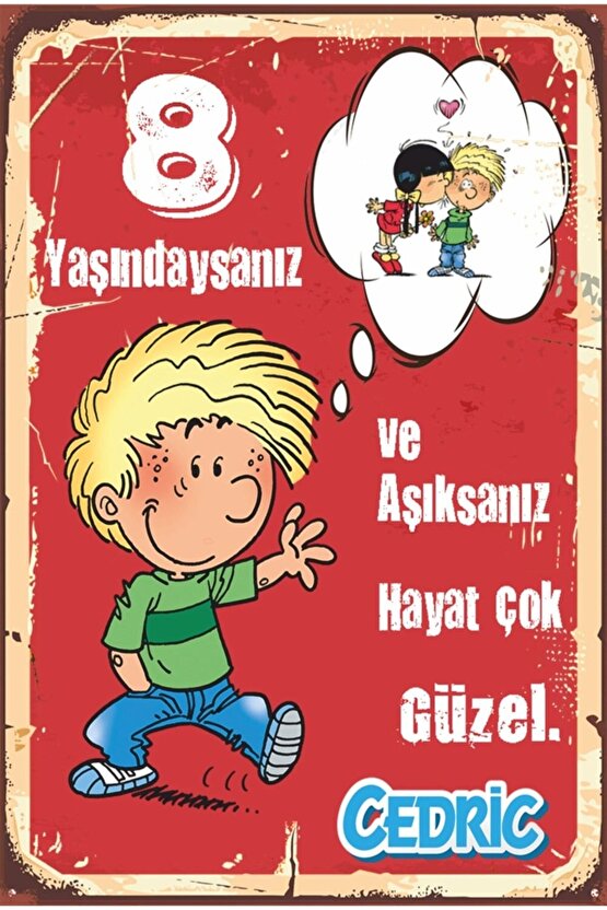 Cedric 8 Yaş Retro Ahşap Poster