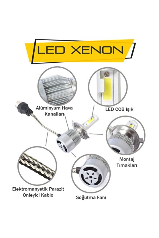 9005 Led Xenon Far Ampülü C6 Kasa Şimşek Etkili Beyaz Işık