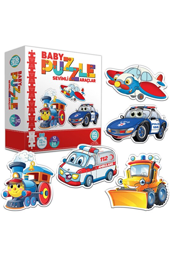 12 Araç 24 Parça Baby Puzzle Sevimli Araçlar Algılama Dikkat Becerisi