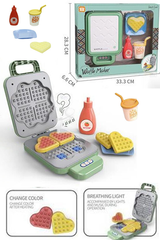 Oyuncak Sesli ve Işıklı Mutfak Evcilik Waffle Makinesi Seti
