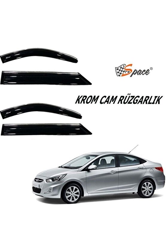 Hyundai Accent Blue Krom Cam Rüzgarlığı 1.mm 2012- 4 Lü  Caru440