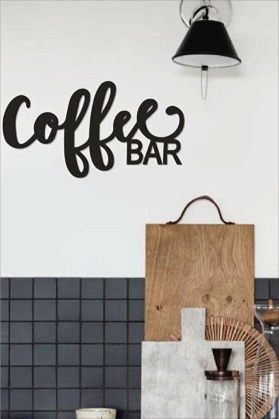 Dekoratif Coffee Bar Ahşap Duvar Yazısı Kahve Köşesi Duvar Süsü