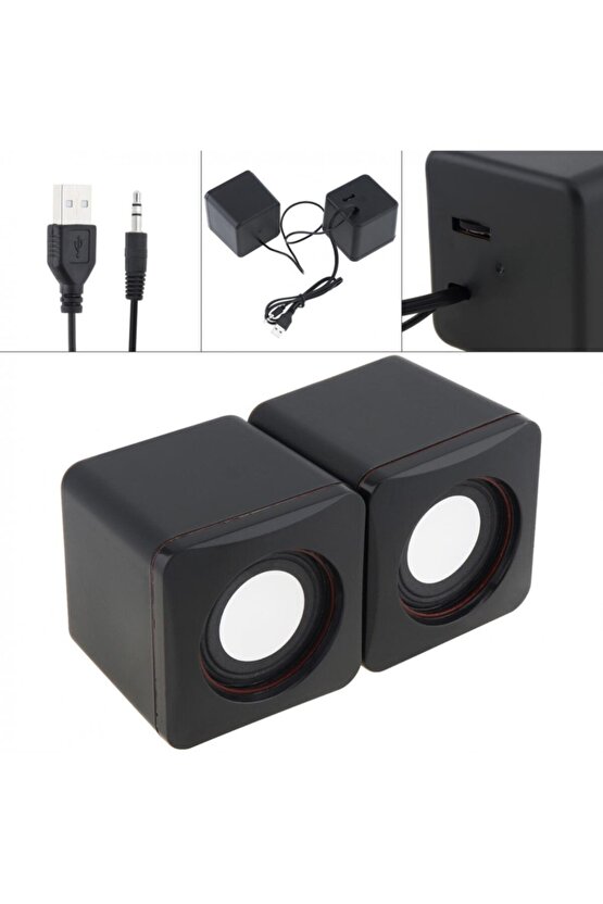 1+1 Mini Hoparlör Pctv telefon Uyumlu 3.5 Mm Jack Ve Usb Beslemeli Speaker