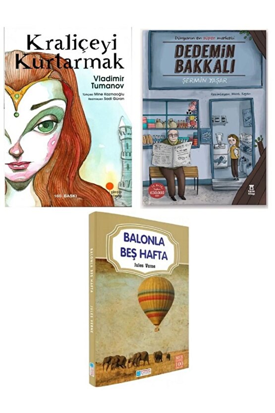 Kraliçeyi Kurtarmak - Dedemin Bakkalı + Balonla Beş Hafta ( 3 Kitap Set )