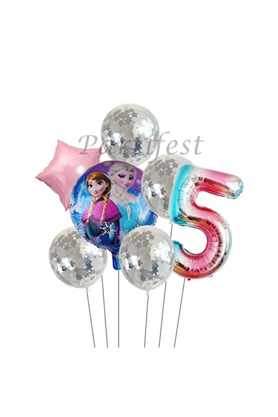 Frozen 5 Yaş Balon Set Karlar Ülkesi Folyo Balon Set Konsept Doğum Günü Set Yaş Balon