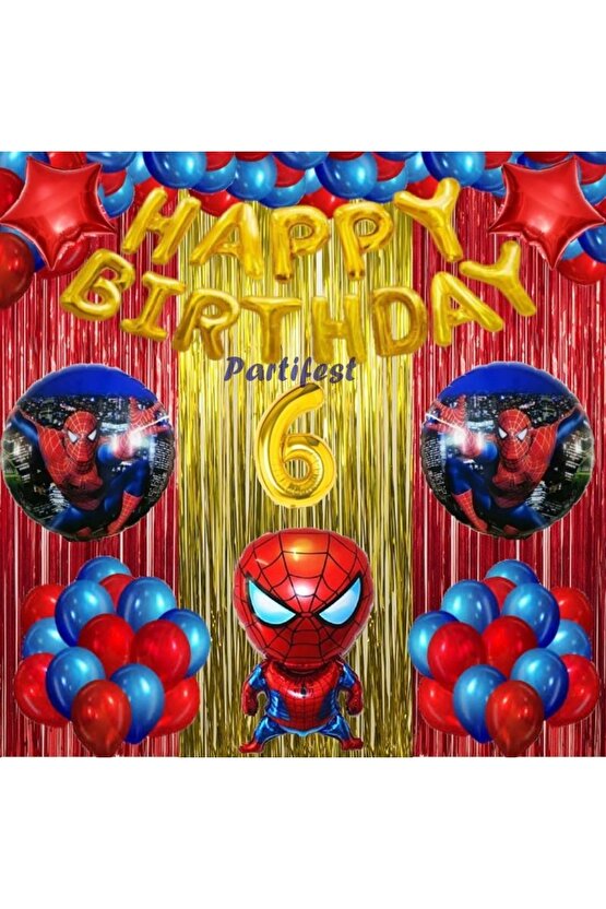 Spiderman Örümcek Adam Balon Set Balon Folyo Set Spiderman Konsept Doğum Günü Set 6 Yaş Balon