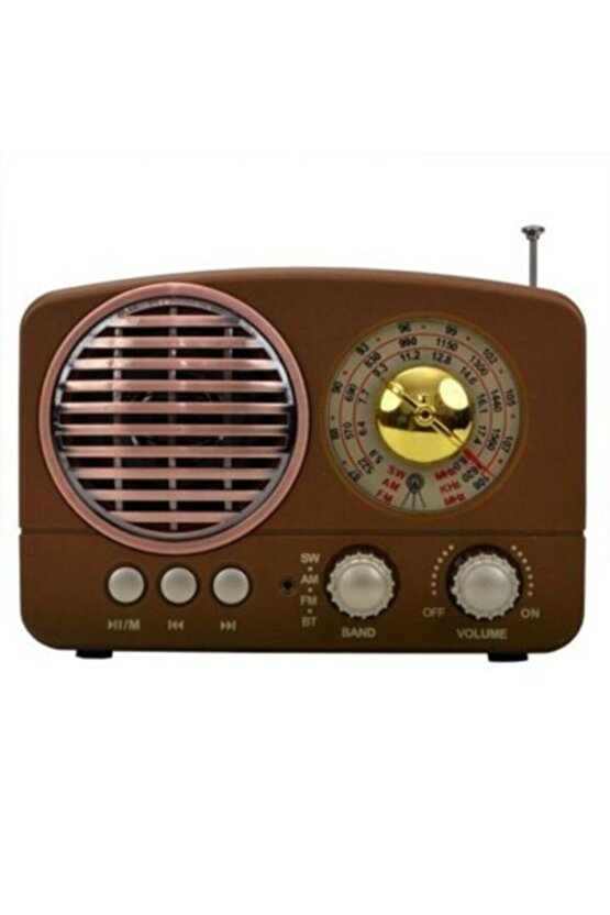 Nostaljik Fm Radyo Bluetooth Hoparlör Usb Retro M-161 Bt