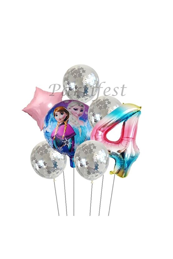 Frozen 4 Yaş Balon Set Karlar Ülkesi Folyo Balon Set Konsept Doğum Günü Set Yaş Balon