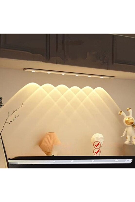 Sensörlü, Şarjlı, 120 Cm, 3 Işık Renkli, Alüminyum Kasa, Işık Desenli, Çok Amaçlı Modern Led Aplik