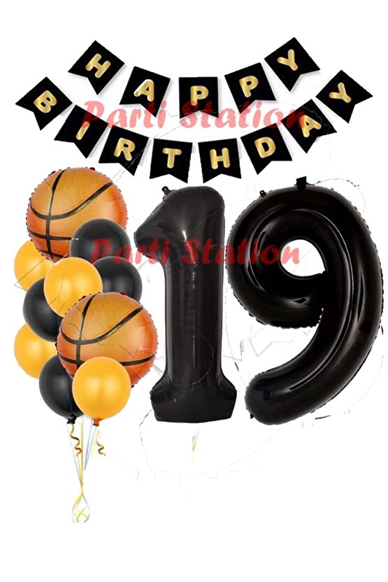 Basketbol Konsept 19 Yaş Balon Set Basketbol Tema Doğum Günü Balon Seti