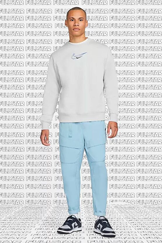 Sportswear 3D Swoosh Graphic Fleece Crew Sweatshirt Polarlı Sweatshirt Gri