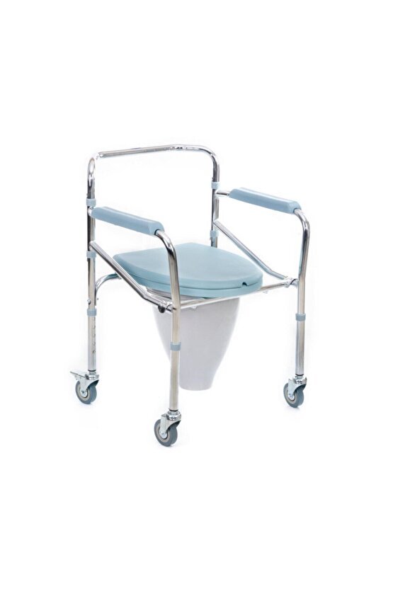 Tekerlekli Sandalye Hasta Tuvalet Sandalyesi Uzun Kovalı Komot Sandalye