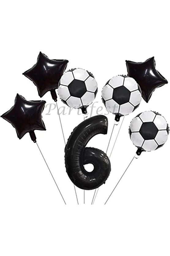 Futbol Konsept 6 Yaş Balon Set Maç Konsept Doğum Günü Set Yaş Balon Set
