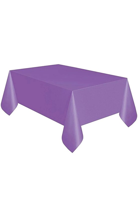 Masa Örtüsü ve Eteği Set Plastik Mor Renk Masa Örtüsü Pembe Renk Metalize Sarkıt Masa Eteği Set