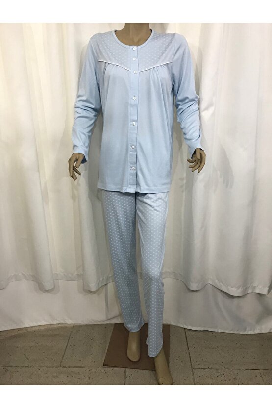 Nena Bayan Önden Açık Pijama -14270-mavi