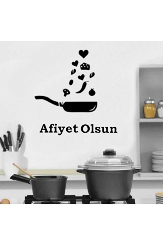 Siyah Dekoratif Tava Mutfak Süsü (afiyet Olsun)