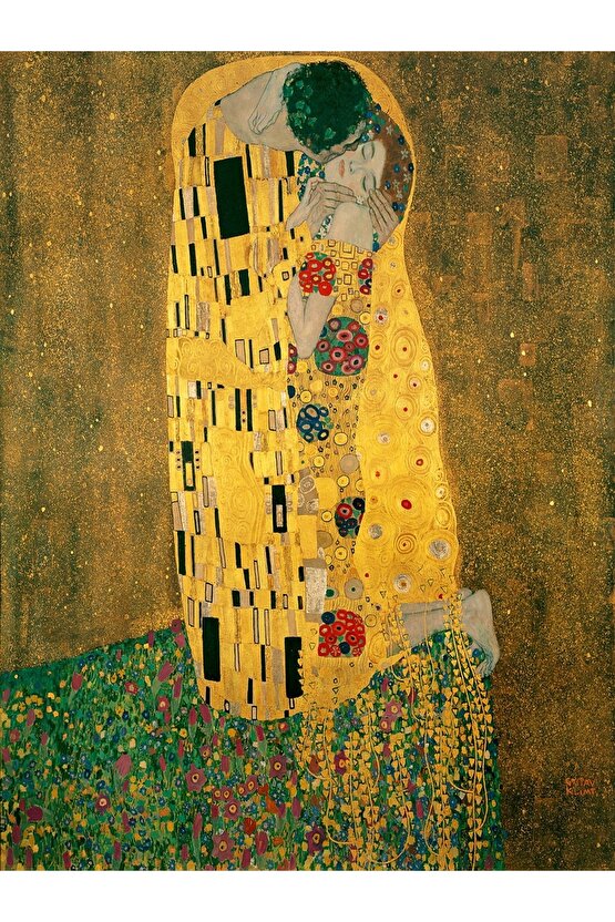Gustav Klimt Öpücük Eseri Sanatsal Dijital Halı