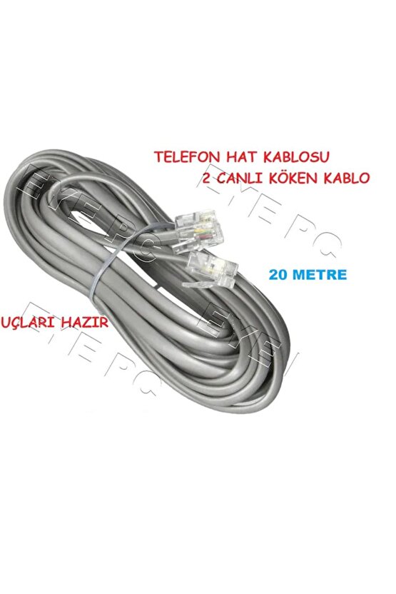 20 Metre 2 Yollu Hatli Modem Adsl Kablosu