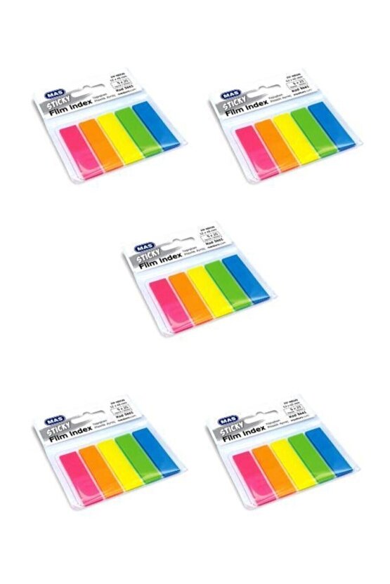 Film Index Postit Ayraç 12x45 Mm Dikdörtgen 5 Renk (5 Paket)