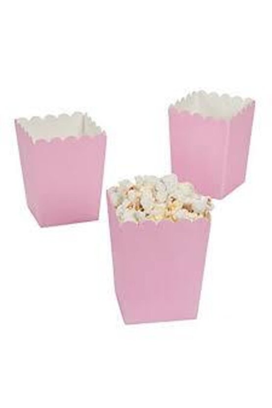 Pembe Karton Popcorn Mısır Cips Kutusu 8 Adet